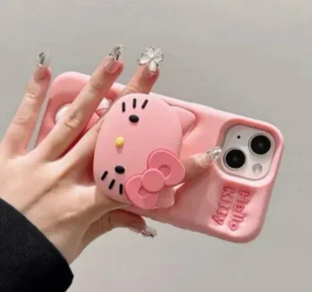 HRK iPhone 13 Pro Cute 3D Hello Kitty Pink Soft Silicone Case mobile cover - baby pink