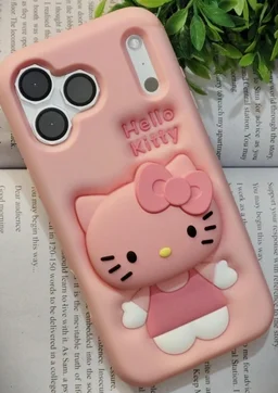 HRK iPhone 17 Pro Max Cute 3D Hello Kitty Embossed Soft Silicone Phone Case mobile cover - baby pink