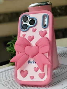HRK iPhone 17 Pro Max Cute 3D Pink Bow Heart Case - pink