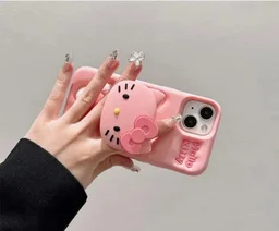 HRK iPhone 14 Pro Max Cute 3D Pink Hello Kitty Silicone Case mobile cover - pink
