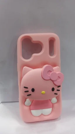 HRK iPhone 17 Pro Max Cute 3D Hello Kitty Embossed Soft Silicone Phone Case mobile cover - baby pink