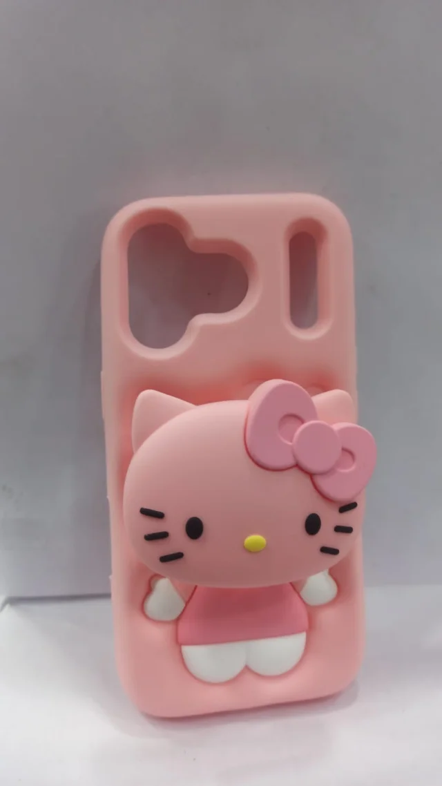HRK iPhone 17 Pro Max Cute 3D Hello Kitty Embossed Soft Silicone Phone Case mobile cover - baby pink