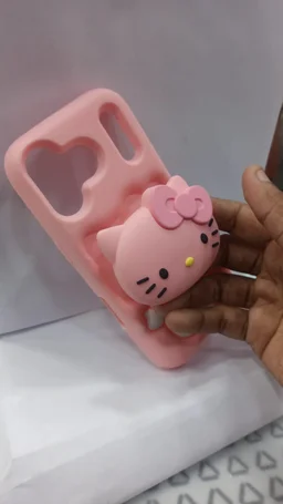 HRK iPhone 17 Pro Max Cute 3D Hello Kitty Embossed Soft Silicone Phone Case mobile cover - baby pink