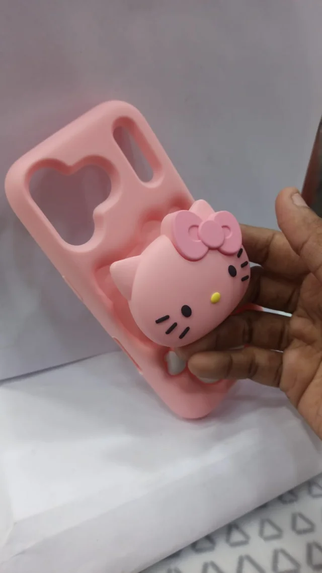 HRK iPhone 17 Pro Max Cute 3D Hello Kitty Embossed Soft Silicone Phone Case mobile cover - baby pink