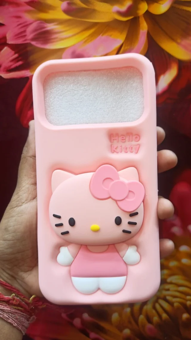 HRK iPhone 17 Pro Max Cute 3D Hello Kitty Face Silicone Phone Case mobile cover - baby pink