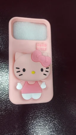 HRK iPhone 17 Pro Max Cute 3D Hello Kitty Face Silicone Phone Case mobile cover - baby pink