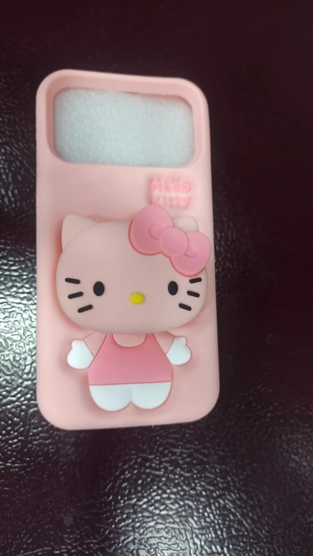 HRK iPhone 17 Pro Max Cute 3D Hello Kitty Face Silicone Phone Case mobile cover - baby pink