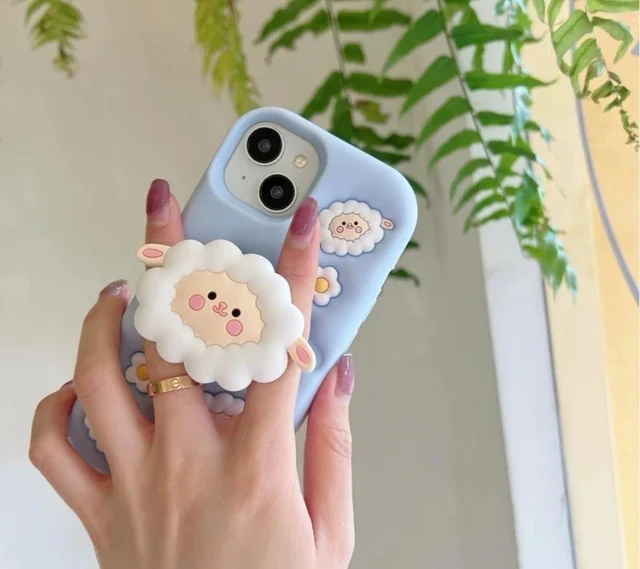 HRK iPhone 16 Pro Max 3D Cute Fluffy Sheep Case MOBILE COVER - BLUE