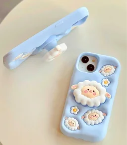 HRK iPhone 16 Pro Max 3D Cute Fluffy Sheep Case MOBILE COVER - BLUE