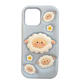 HRK iPhone 16 Pro Max 3D Cute Fluffy Sheep Case MOBILE COVER - BLUE