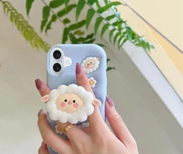 HRK iPhone 17 3D Cute Fluffy Sheep Case MOBILE COVER - BLUE