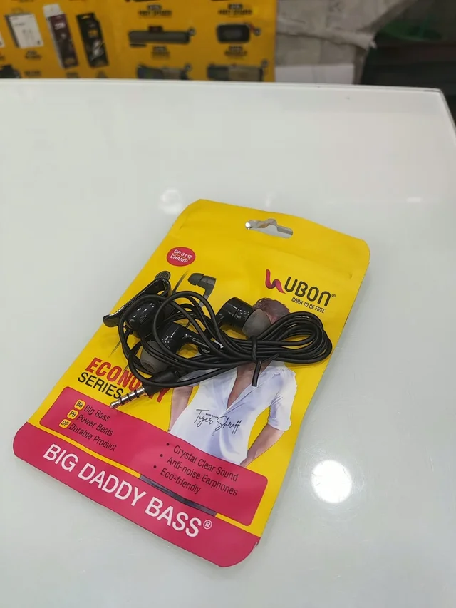 UBON ECONOMY SERIES 3.5MM JACK WIRED EARPHONES - BLACK & WHITE