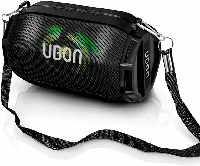 UBON Ubon SP-43 Bluetooth Wireless Speaker With Hanging Belt 10 W Bluetooth Laptop/Desktop Speaker (Black, 2.0 Channel) - CLACK