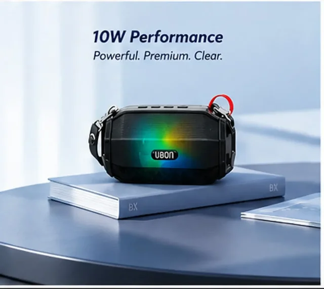 UBON Ubon SP-43 Bluetooth Wireless Speaker With Hanging Belt 10 W Bluetooth Laptop/Desktop Speaker (Black, 2.0 Channel) - CLACK