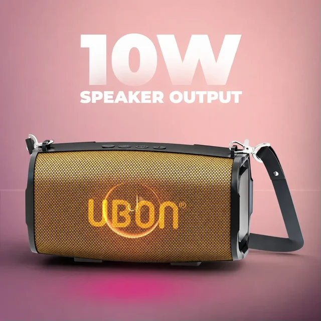 UBON Ubon SP-47 Bluetooth Wireless Speaker With Hanging Belt 10 W Bluetooth Laptop/Desktop Speaker (Gold, 2.0 Channel) - BLACK