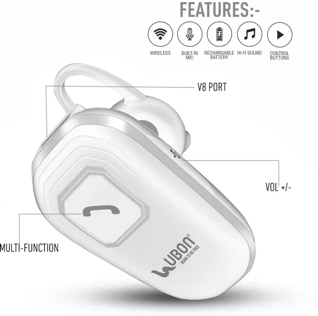 UBON Ubon BT-60 wireless bluetooth Bluetooth Headset (White, True Wireless) - WHITE
