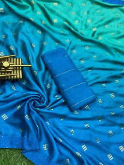Syra Silk Designer Saree - Teal, Free