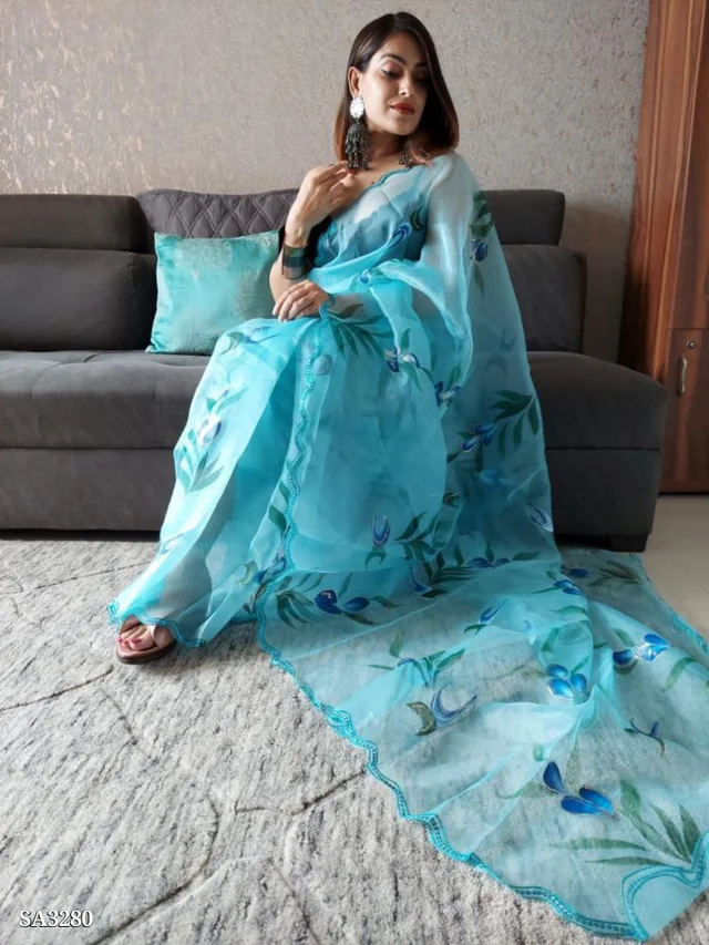 Suman Organza - Blizzard Blue