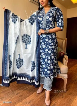 Beutiful Stylish Blue Print Kurti - L