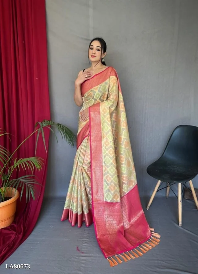 Aashi Silk Saree..1 - Baja White, Free