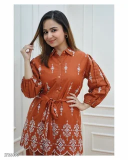 Stylish Cotton Coord Set - Tangerine, XL