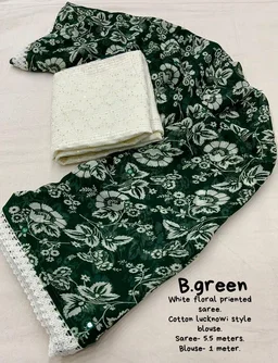 Soft Printed Saree - Racing Green
