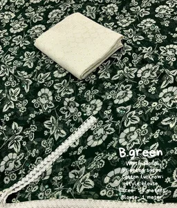 Soft Printed Saree - Racing Green