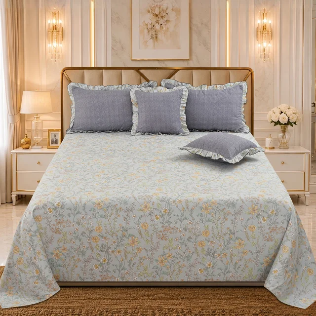 MORADO Morado 5 Pcs Frill Cushion Cover Set 16x16 Inches – Buttercup Floral Printed Decorative Cushion Covers