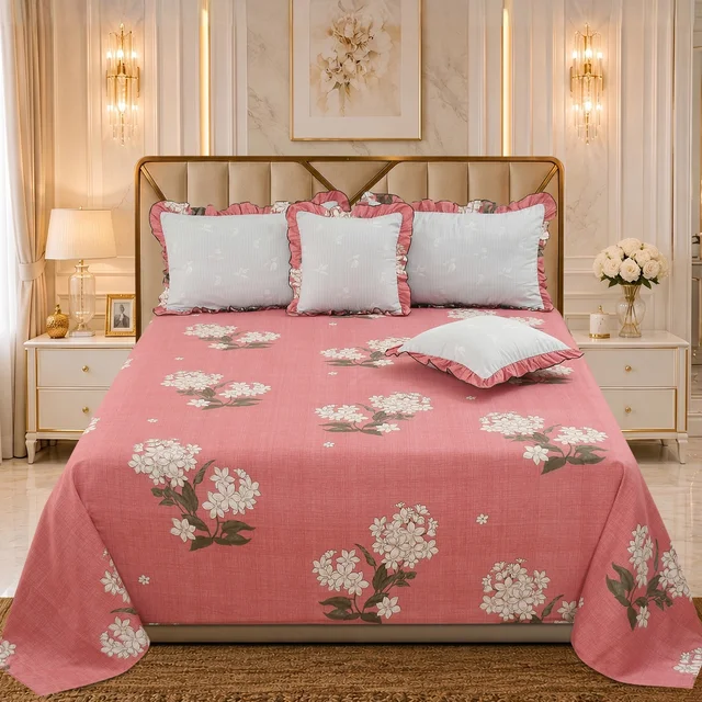 MORADO Morado 5 Pcs Floral Frill Cushion Cover Set – 16x16 Inches, Carrot Phlox Combo