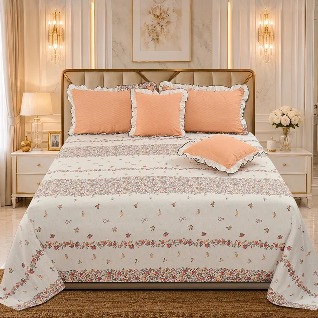 MORADO Morado 5 Pcs Frill Cushion Cover Set 16x16 Inches – Daffodil Floral Printed Decorative Cushion Covers
