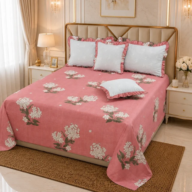 MORADO Morado 5 Pcs Floral Frill Cushion Cover Set – 16x16 Inches, Carrot Phlox Combo