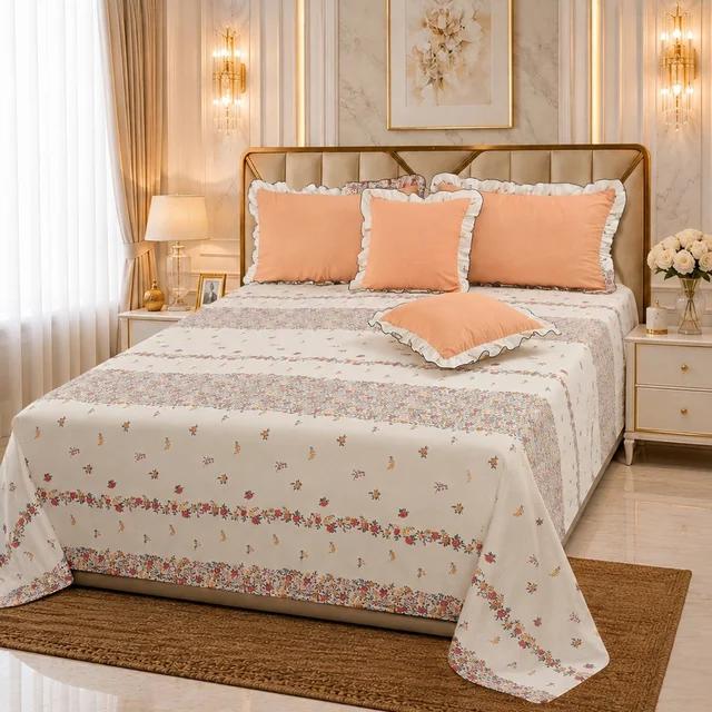 MORADO Morado 5 Pcs Frill Cushion Cover Set 16x16 Inches – Daffodil Floral Printed Decorative Cushion Covers
