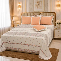 MORADO Morado 5 Pcs Frill Cushion Cover Set 16x16 Inches – Daffodil Floral Printed Decorative Cushion Covers