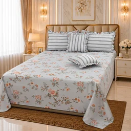MORADO Morado 5 Pcs Frill Cushion Cover Set 16x16 Inches – Magnolia Floral Printed Decorative Cushion Covers