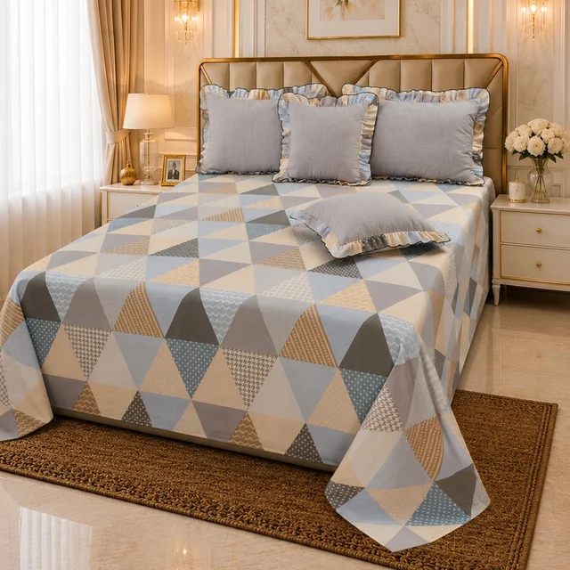 MORADO Morado 5 Pcs Frill Cushion Cover Set 16 x 16 Inches – ZigZag Triangle Geometric Print