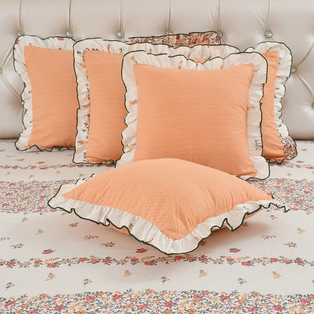 MORADO Morado 5 Pcs Frill Cushion Cover Set 16x16 Inches – Daffodil Floral Printed Decorative Cushion Covers