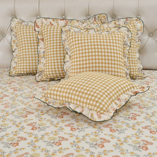 MORADO Morado 5 Pcs Frill Cushion Cover Set 16x16 Inches – Sunny Flora Floral Print