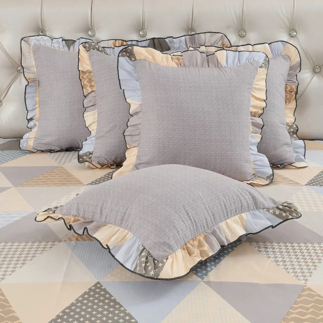 MORADO Morado 5 Pcs Frill Cushion Cover Set 16 x 16 Inches – ZigZag Triangle Geometric Print