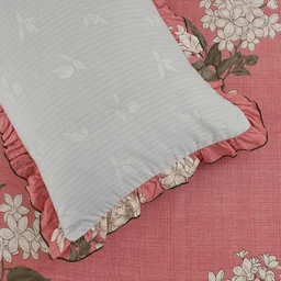 MORADO Morado 5 Pcs Floral Frill Cushion Cover Set – 16x16 Inches, Carrot Phlox Combo