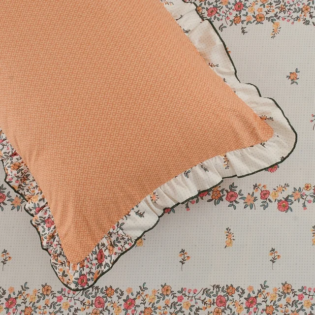 MORADO Morado 5 Pcs Frill Cushion Cover Set 16x16 Inches – Daffodil Floral Printed Decorative Cushion Covers