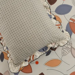 MORADO Morado 5 Pcs Frill Cushion Cover Set 16x16 Inches – Small Leaves Floral Print