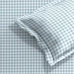 Morado MORADO Premium Glace Cotton Single Flat Bedsheet with 1 King Size Pillow Cover (60x90 Inches)-White&Grey - 60x90 inches
