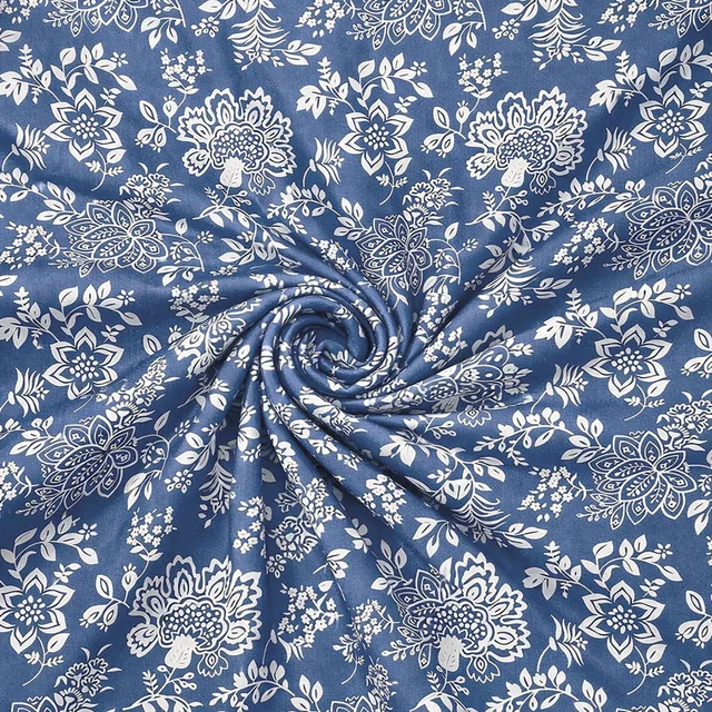 Morado MORADO Premium Glace Cotton Single Flat Bedsheet with 1 King Size Pillow Cover (60x90 Inches)-Blue - 60x90 inches