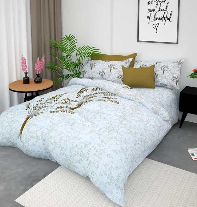 MORADO Premium Glace Cotton King Size Double Bedsheet With 2 King Size Pillow Covers (100x108 Inches) - 108x108 Inches, White