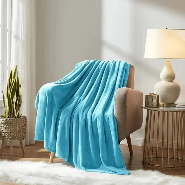 MORADO 190 GSM Flannel Super Soft Warm Double Blanket for Winters - 90x90 Inches, Aqua - Aqua