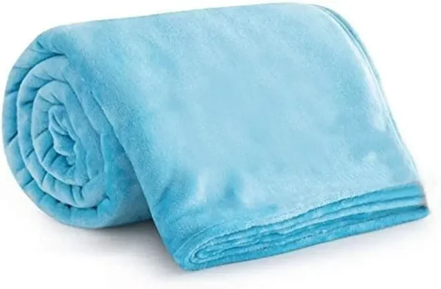 MORADO 190 GSM Flannel Super Soft Warm Double Blanket for Winters - 90x90 Inches, Aqua - Aqua