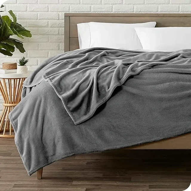 MORADO 190 GSM Flannel Super Soft Warm Double Blanket for Winters - 90x90 Inches, Grey - Gray
