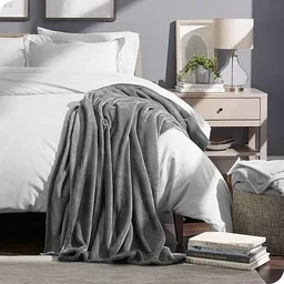 MORADO 190 GSM Flannel Super Soft Warm Double Blanket for Winters - 90x90 Inches, Grey - Gray