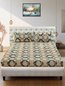 MORADO 190 GSM Flannel Super Soft Warm Elastic Fitted Double Bed Bedsheet with 2 Pillow Covers for Winters - 72x78x8 Inches, Off White - Off White