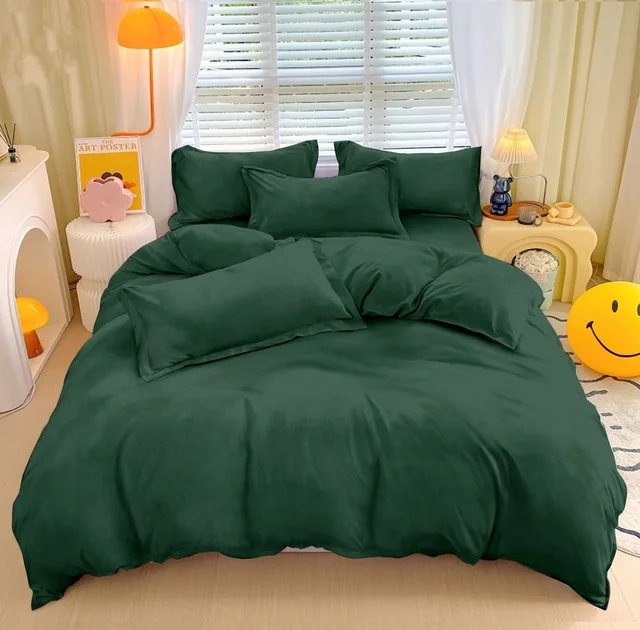 MORADO 190 GSM Flannel Super Soft Warm Elastic Fitted Double Bed Bedsheet with 2 Pillow Covers for Winters - 72x78x8 Inches, Olive Green - Olive Green
